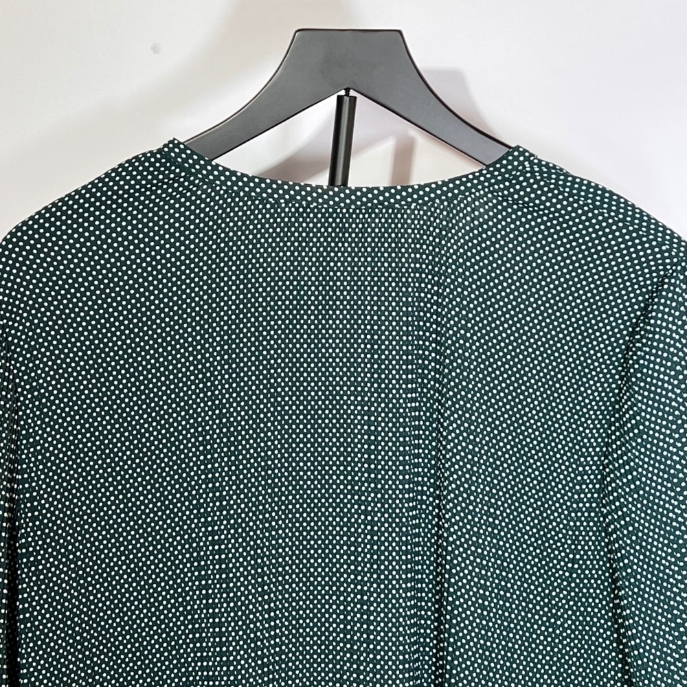 Adrianna Papell Green Polka Dot Tie Neck Long Sleeve Blouse‎ - Picture 4 of 7